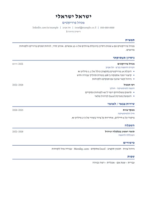 תבנית רשמי: דוגמה של קורות חיים